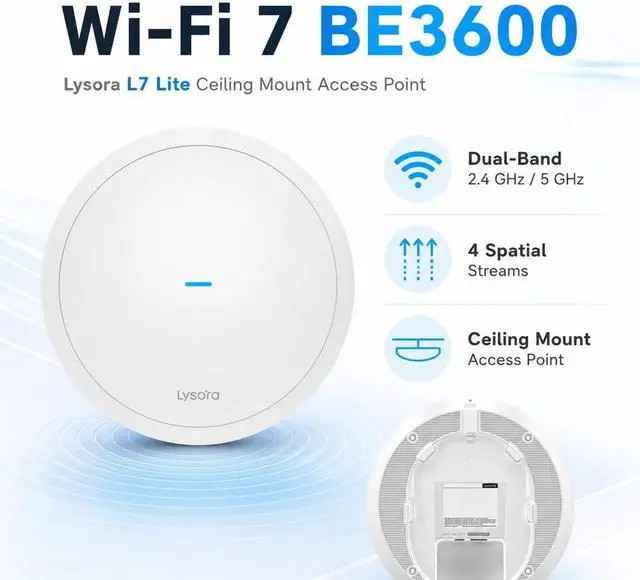 Alt view image 3 of 7 - L7 Lite Wi-Fi 7 BE3600 Dual-Band Ceiling Mount Access Point