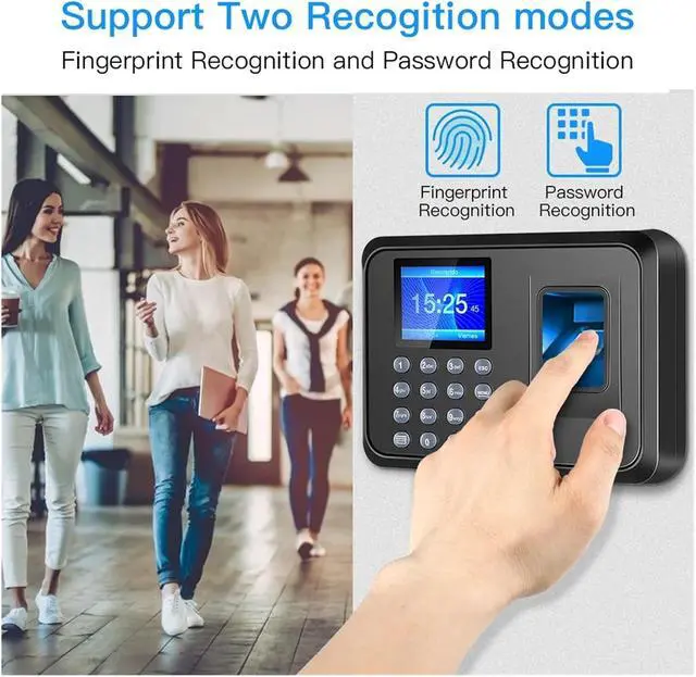 Alt view image 2 of 6 - Fingerprint Attendance Machine Intelligent Biometric Time Clock Recorder Device Employee
