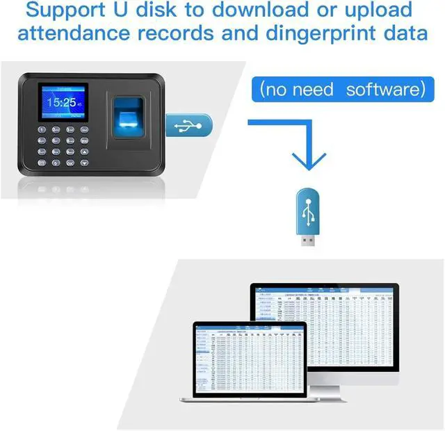 Alt view image 5 of 6 - Fingerprint Attendance Machine Intelligent Biometric Time Clock Recorder Device Employee