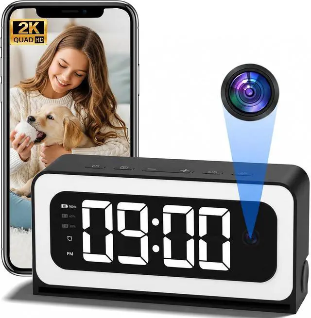 Main image of 2K Alarm Clock with Camera for Home Security, 5G&2.4GHz WiFi Digital Clock Camera with Color Night Vision, AI Motion Detection, SD/Cloud Storage, Indoor Baby Pet Elderly Monitor