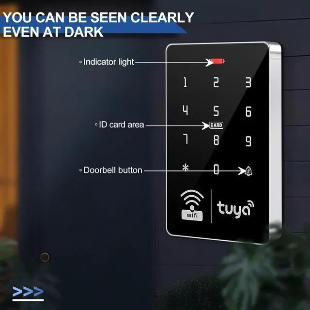 Alt view image 5 of 7 - Tuya Door Access Control System Kit, WiFi Smart Entry with 180KG/350lbs Magnetic Lock, IP68 Waterproof Keypad, IC/ID Dual Frequency, Power Supply, Exit Button & 10 Key Fobs for Home Office