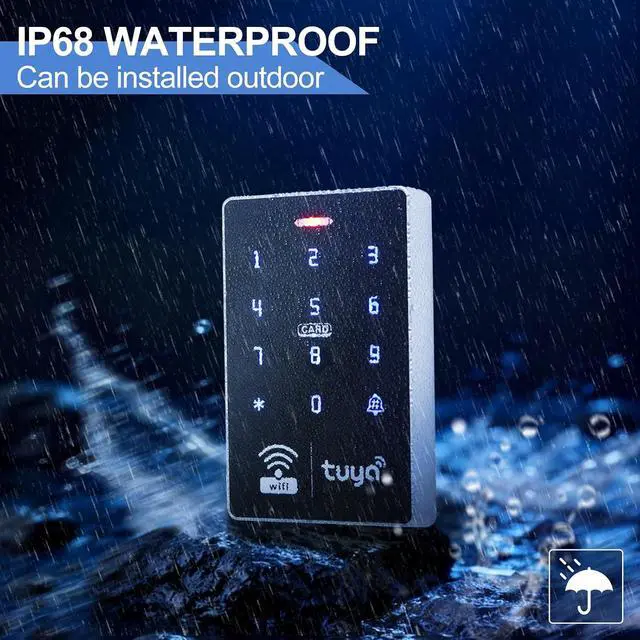Alt view image 4 of 7 - Tuya Door Access Control System Kit, WiFi Smart Entry with 180KG/350lbs Magnetic Lock, IP68 Waterproof Keypad, IC/ID Dual Frequency, Power Supply, Exit Button & 10 Key Fobs for Home Office