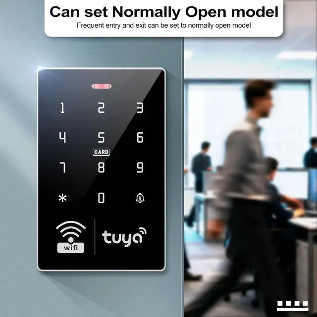 Alt view image 6 of 7 - Tuya Door Access Control System Kit, WiFi Smart Entry with 180KG/350lbs Magnetic Lock, IP68 Waterproof Keypad, IC/ID Dual Frequency, Power Supply, Exit Button & 10 Key Fobs for Home Office