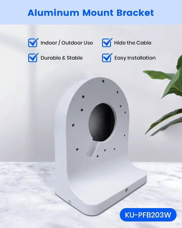 Alt view image 2 of 7 - KU-PFB203W Aluminum Security Camera Wall Mount Bracket for Dah Dome