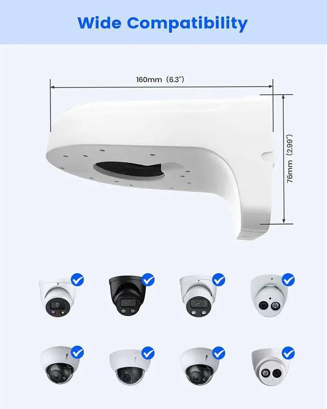 Alt view image 5 of 7 - KU-PFB203W Aluminum Security Camera Wall Mount Bracket for Dah Dome