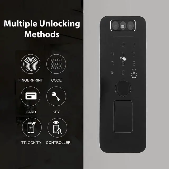 Alt view image 2 of 7 - Smart Lock WiFi Face Recognition Fingerprint TY APP 5 Unlock Methods Door Lock with Camera Waterproof Outdoor 2500mAh Rechargeable Battery for Office Home Bedroom Door