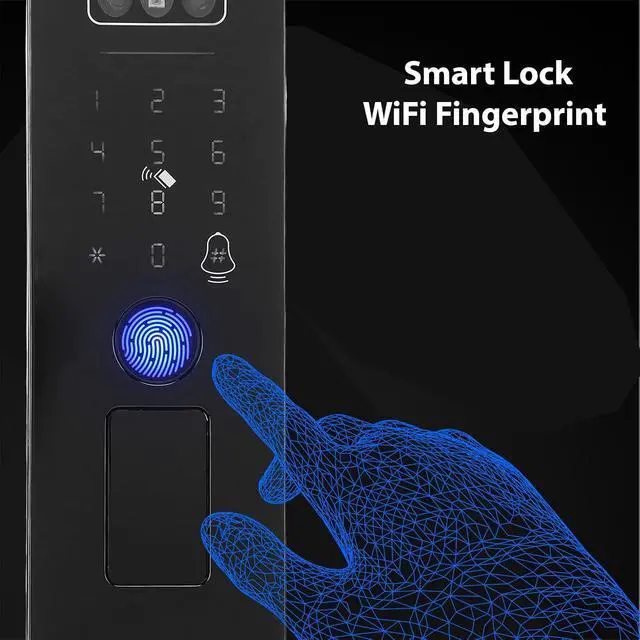 Alt view image 4 of 7 - Smart Lock WiFi Face Recognition Fingerprint TY APP 5 Unlock Methods Door Lock with Camera Waterproof Outdoor 2500mAh Rechargeable Battery for Office Home Bedroom Door