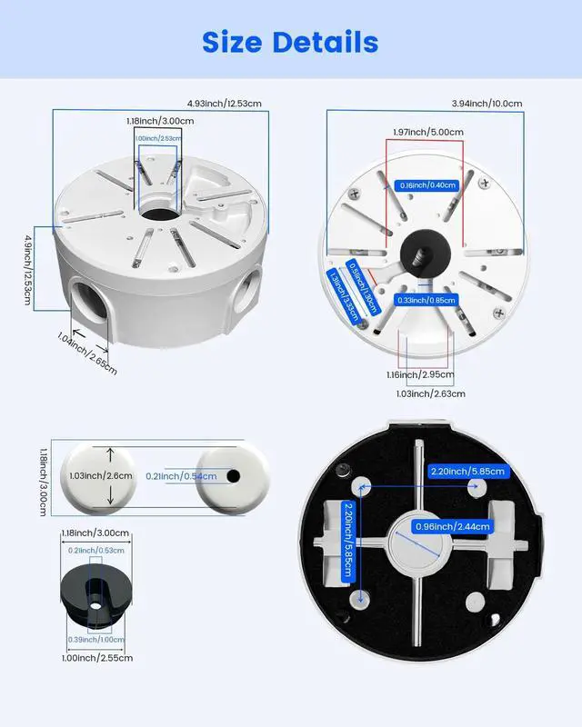 Alt view image 4 of 7 - Metal Universal Security Camera Junction Box, Cable Management Box
