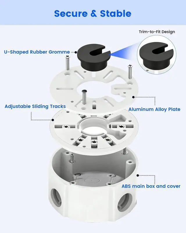 Alt view image 6 of 7 - Metal Universal Security Camera Junction Box, Cable Management Box