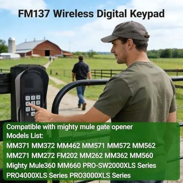 Alt view image 2 of 7 - FM137 Gate keypad Compatible with Mighty Mule Gate Opener Keypad for Mighty Mule Automatic Gate Openers 318mhz