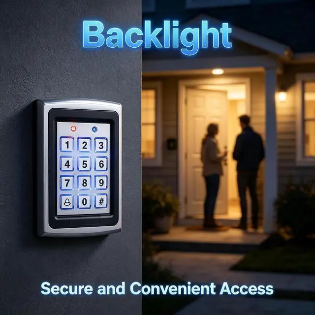 Alt view image 4 of 7 - RFID Access Control System Kit, Zinc Alloy Keypad with Aluminum Alloy Electric Strike Lock, 12V 3A Power Supply, Exit Button & 10 ID Key Fobs, for Indoor/Outdoor Use