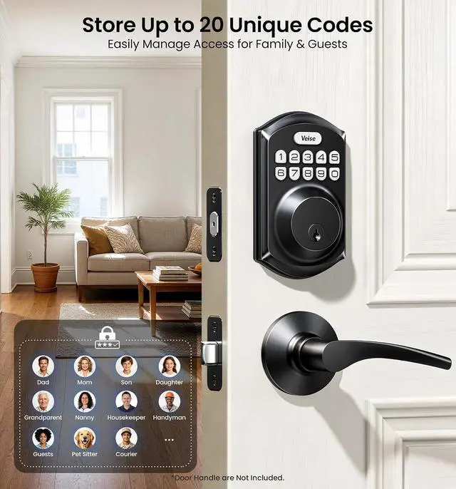 Alt view image 7 of 7 - Veise KS02A Fingerprint Keyless Entry Door Lock + Veise VE001 Keyless Entry Door Lock with Keypad