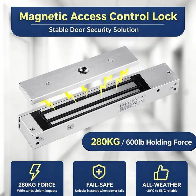 Alt view image 4 of 7 - RFID Door Access Control System Kit with 280KG/600lbs Magnetic Lock, IP68 Waterproof Keypad, 3000 Users, 12V/3A Power Supply, Exit Button & 10 Key Fobs, for Home Office Apartment