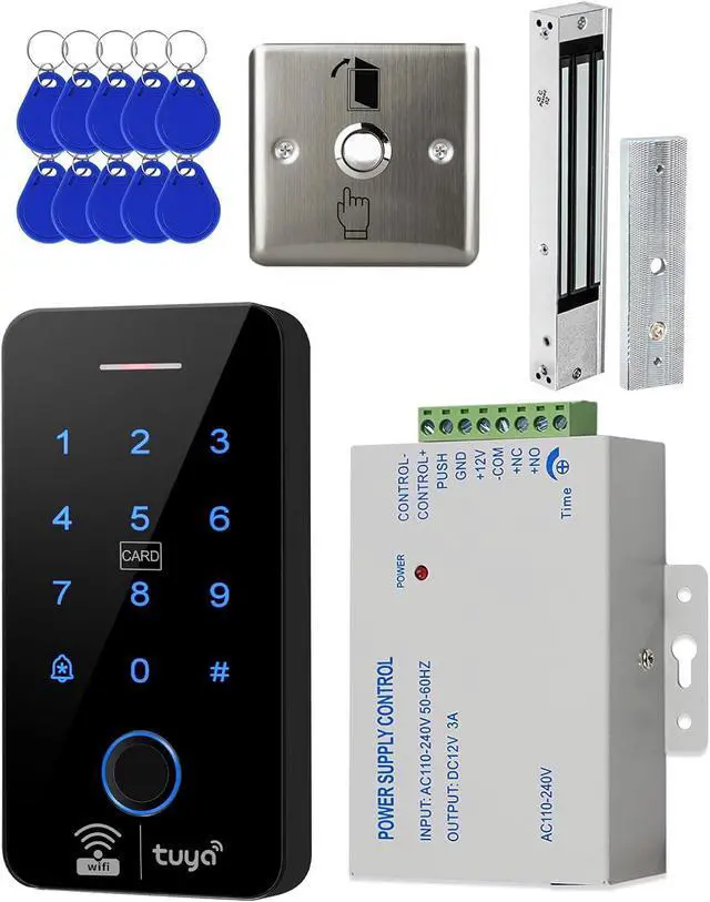 Main image of TUYA Access Control System with 280kg(600lb) Magnetic Lock, Power Supply, Switch, 10 IC Cards Security Door Entry Kit for Office, Warehouse, Apartment, Gym