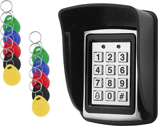 Main image of RFID Access Control Kit with Weatherproof Cover7612 Metal (Zinc Alloy, 1000 Users) or T12 (1000 Users) Controller, Includes 10 Mixed Color ID Keyfobsfor Outdoor/Indoor Office, Home (7612)