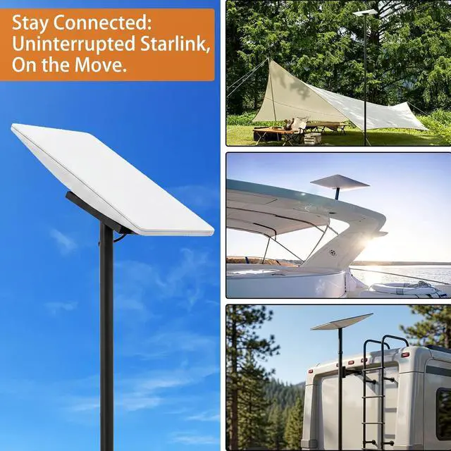 Alt view image 6 of 6 - 10FT Starlink Pole Mount - Gen 3 Compatible Ground Mounting Kit with Pipe Adapter for Starlink Standard 4/4X, Adjustable Height, Easy Assembly