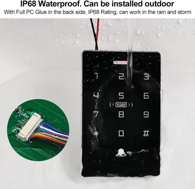 Alt view image 4 of 7 - LIBO IP68 Waterproof Touch Keypad Access Control Kit, 400lb Magnetic Lock, Dual Frequency (IC/ID), DC12V Power Adapter, with 10 IC Cards & Exit Button for Office, Apartment & Home