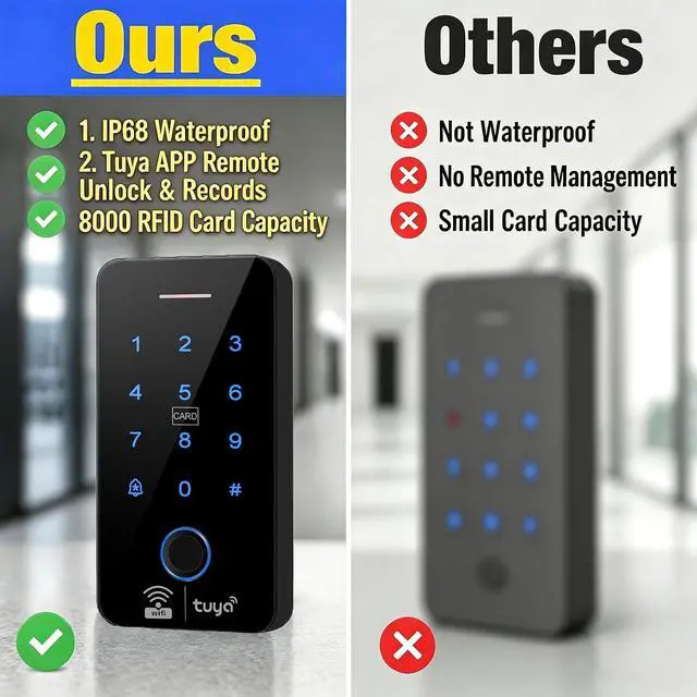 Alt view image 6 of 7 - TUYA Access Control System with 280kg(600lb) Magnetic Lock, Power Supply, Switch, 10 IC Cards Security Door Entry Kit for Office, Warehouse, Apartment, Gym