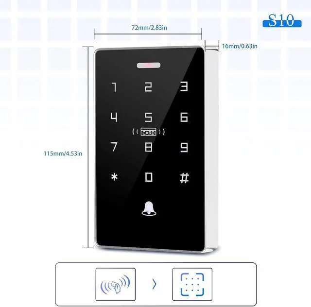 Alt view image 6 of 7 - LIBO IP68 Waterproof Touch Keypad Access Control Kit, 400lb Magnetic Lock, Dual Frequency (IC/ID), DC12V Power Adapter, with 10 IC Cards & Exit Button for Office, Apartment & Home