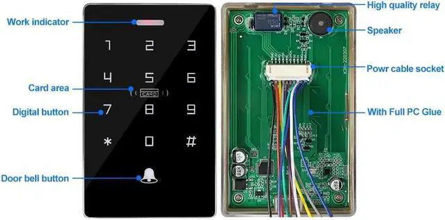 Alt view image 7 of 7 - LIBO IP68 Waterproof Touch Keypad Access Control Kit, 400lb Magnetic Lock, Dual Frequency (IC/ID), DC12V Power Adapter, with 10 IC Cards & Exit Button for Office, Apartment & Home