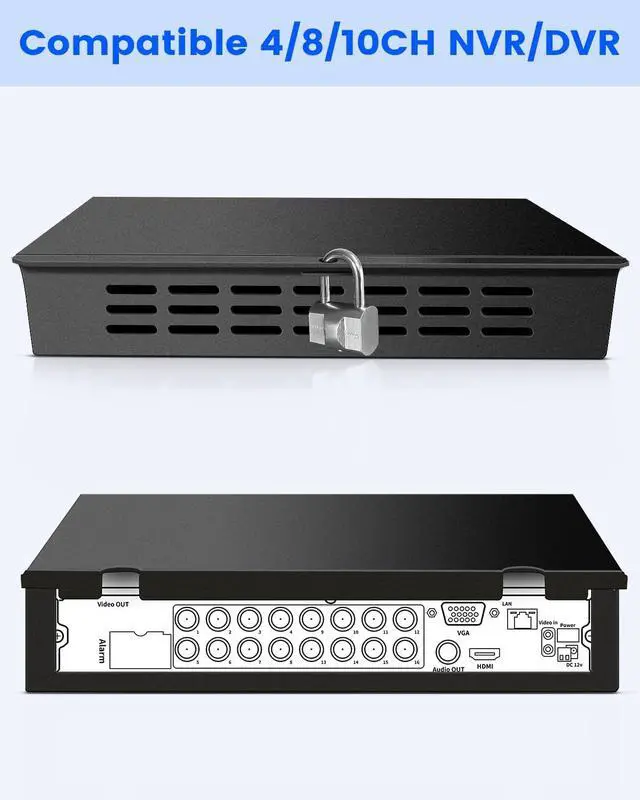Alt view image 4 of 7 - Heavy Duty Steel DVR NVR Lock Box, Lockable CCTV Security Enclosure for POE Switch and Surveillance Camera System