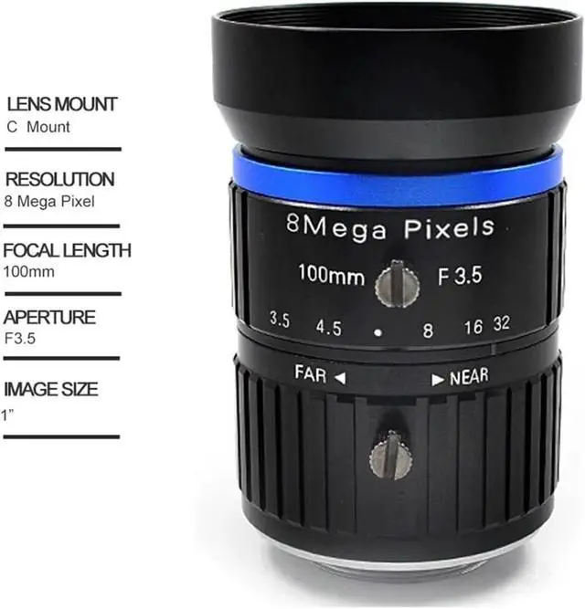 Alt view image 2 of 5 - HD 8 MegaPixel Industrial CCTV Lens 100mm F3.5 C-Mount 1" Formate for AHD HD Video Surveillance IP Camera