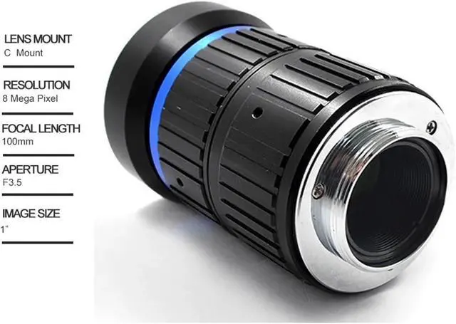 Alt view image 3 of 5 - HD 8 MegaPixel Industrial CCTV Lens 100mm F3.5 C-Mount 1" Formate for AHD HD Video Surveillance IP Camera