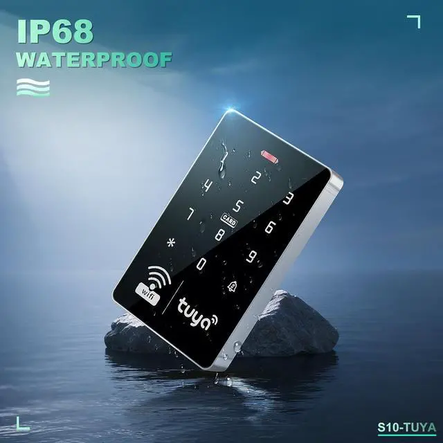 Alt view image 4 of 7 - Tuya Smart WiFi Access Control System Kit IP68 Waterproof Keypad, 600lbs Magnetic Lock, Power Supply, Exit Button & 10 IC Fobs, Remote App Control for Office/Apartment/Home Security
