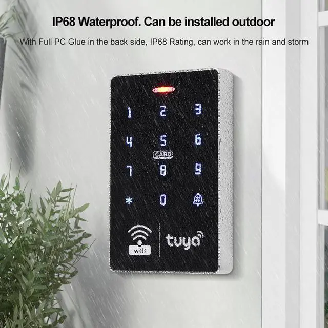 Alt view image 5 of 7 - LIBO Tuya WiFi Access Control Kit, IP68 Weatherproof Keypad, Electric Bolt Lock, DC12V Power Supply, Exit Button, 10 IC Key Fobs for Home, Office, Business
