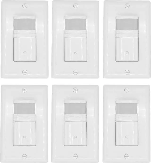 Main image of LED Infrared Wall Switch Vacancy and Occupancy Motion Sensor, Automatic On or Off Operation, Adjustable Time Delay, Neutral Wire Required, Replaces Standard Light or Fan Single-Pole, UL Listed (6)