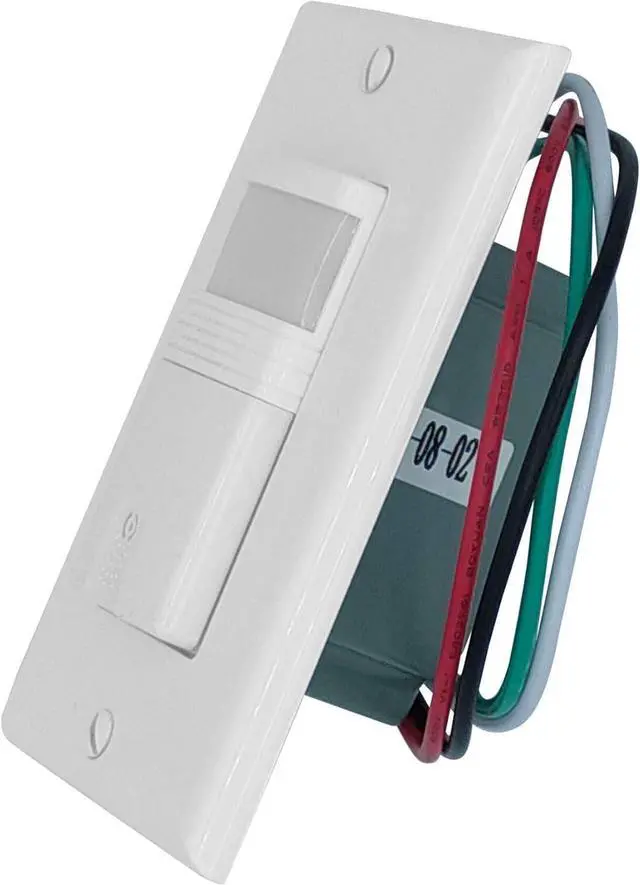Alt view image 2 of 6 - LED Infrared Wall Switch Vacancy and Occupancy Motion Sensor, Automatic On or Off Operation, Adjustable Time Delay, Neutral Wire Required, Replaces Standard Light or Fan Single-Pole, UL Listed (6)