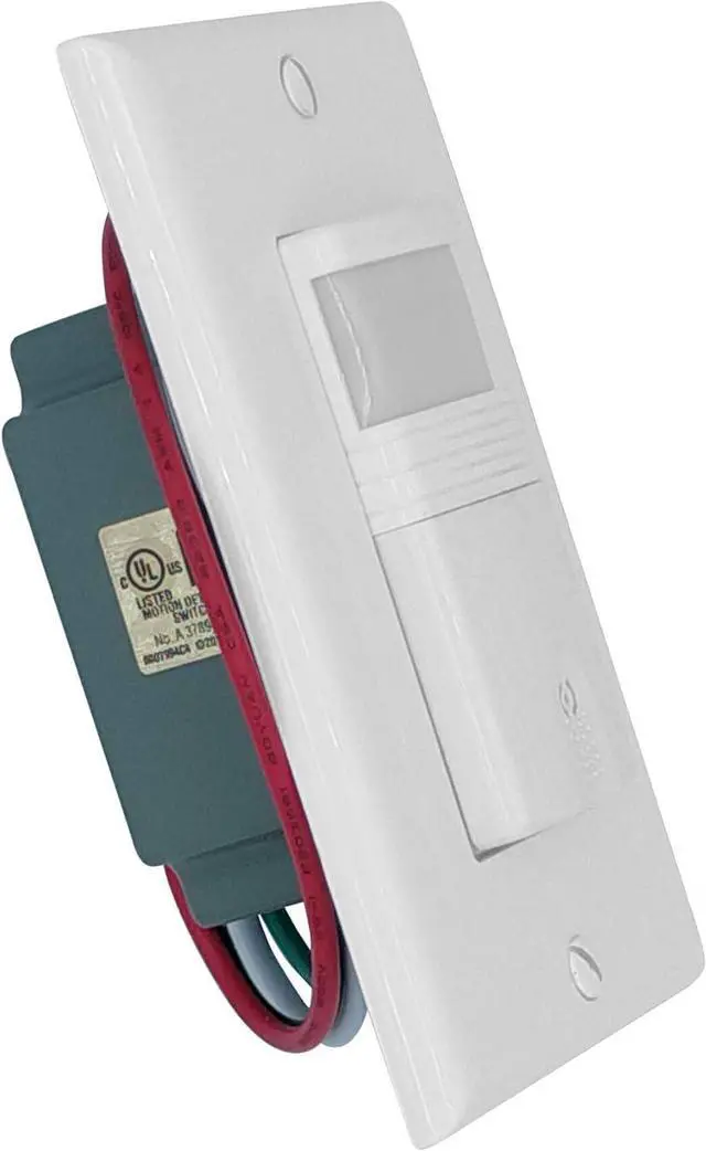 Alt view image 3 of 6 - LED Infrared Wall Switch Vacancy and Occupancy Motion Sensor, Automatic On or Off Operation, Adjustable Time Delay, Neutral Wire Required, Replaces Standard Light or Fan Single-Pole, UL Listed (6)