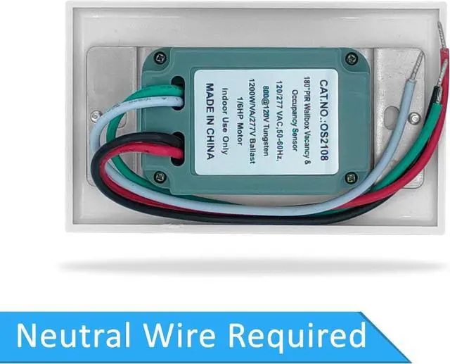 Alt view image 4 of 6 - LED Infrared Wall Switch Vacancy and Occupancy Motion Sensor, Automatic On or Off Operation, Adjustable Time Delay, Neutral Wire Required, Replaces Standard Light or Fan Single-Pole, UL Listed (6)