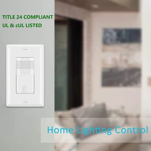 Alt view image 6 of 6 - LED Infrared Wall Switch Vacancy and Occupancy Motion Sensor, Automatic On or Off Operation, Adjustable Time Delay, Neutral Wire Required, Replaces Standard Light or Fan Single-Pole, UL Listed (6)