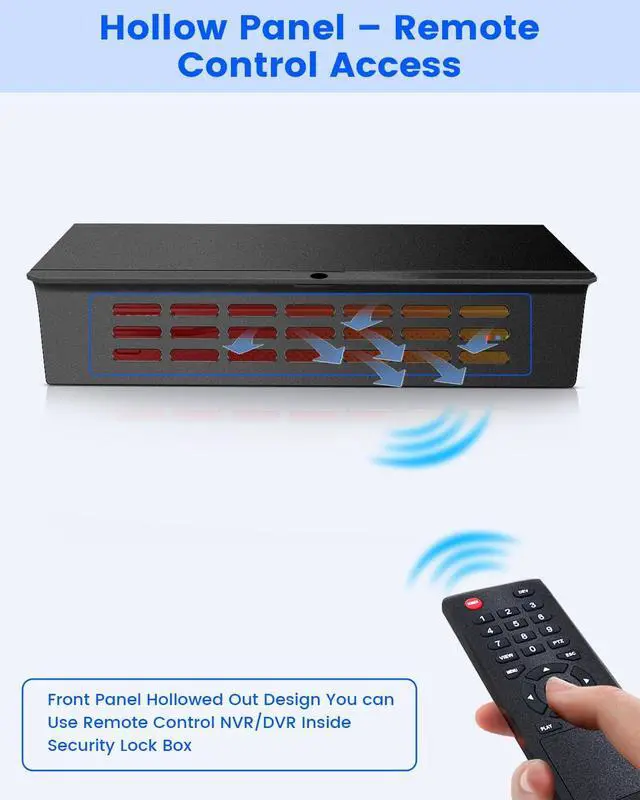 Alt view image 6 of 7 - Heavy Duty Steel DVR NVR Lock Box, Lockable CCTV Security Enclosure for POE Switch and Surveillance Camera System