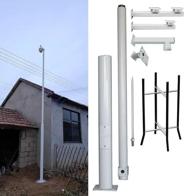Main image of LXLZYXSF Galvanized Steel Surveillance Camera Pole Post, Universal Bracket for Various Monitoring Cameras, 19.6' 18' 16.4' 14.8' 13' 11.4' 9.8' 8.2' High Stand, Backyard Highways(Tall 9.8ft/3m)