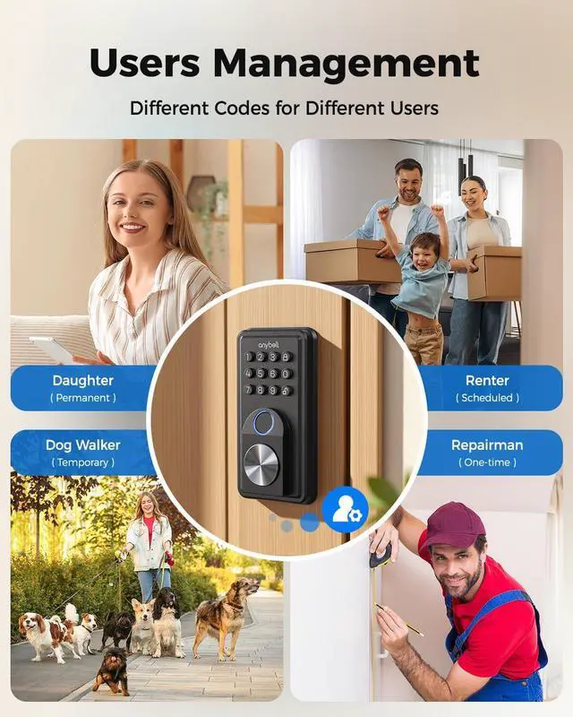 Alt view image 3 of 7 - Smart Door Lock, ANYBELL Keyless Entry Door Lock Fingerprint with Keypad Smart Deadbolt for Home, Rental, Office and Hotel TUYA Remote Control, Black