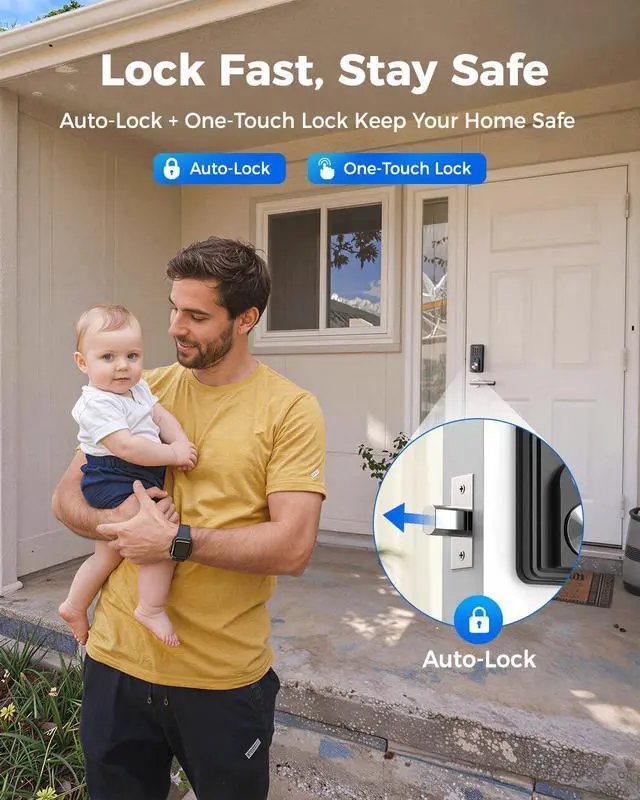 Alt view image 6 of 7 - Smart Door Lock, ANYBELL Keyless Entry Door Lock Fingerprint with Keypad Smart Deadbolt for Home, Rental, Office and Hotel TUYA Remote Control, Black