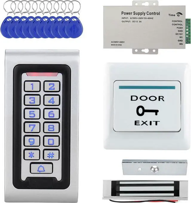 Main image of IP68 Waterproof Access Control System Kit,Metal 125KHz RFID Keypad+Power Supply + 180KG/350lbs Electric Magnetic Lock + 10 Key Fobs,Can be Installed Outdoors