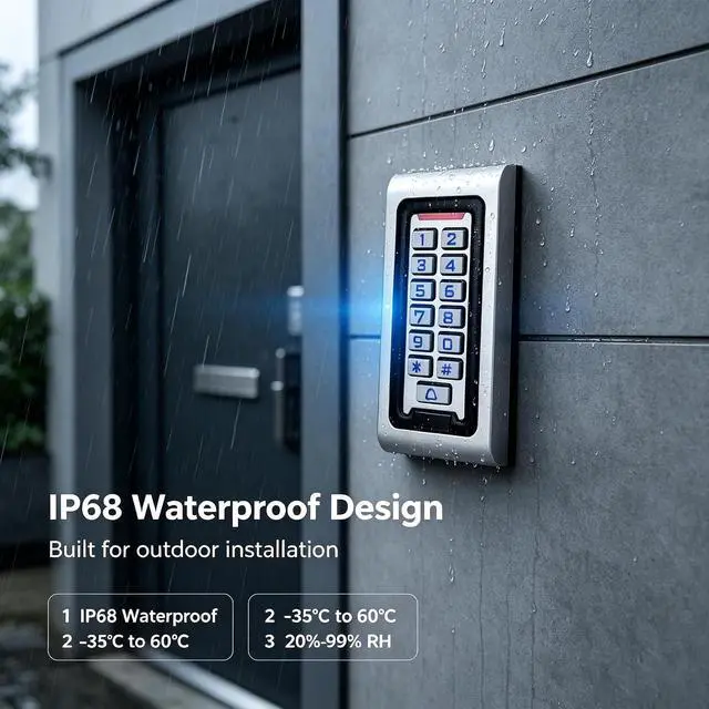 Alt view image 2 of 7 - IP68 Waterproof Access Control System Kit,Metal 125KHz RFID Keypad+Power Supply + 180KG/350lbs Electric Magnetic Lock + 10 Key Fobs,Can be Installed Outdoors