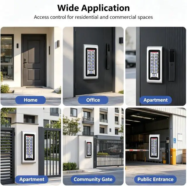 Alt view image 5 of 7 - IP68 Waterproof Access Control System Kit,Metal 125KHz RFID Keypad+Power Supply + 180KG/350lbs Electric Magnetic Lock + 10 Key Fobs,Can be Installed Outdoors