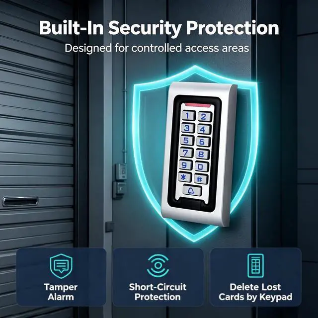 Alt view image 6 of 7 - IP68 Waterproof Access Control System Kit,Metal 125KHz RFID Keypad+Power Supply + 180KG/350lbs Electric Magnetic Lock + 10 Key Fobs,Can be Installed Outdoors