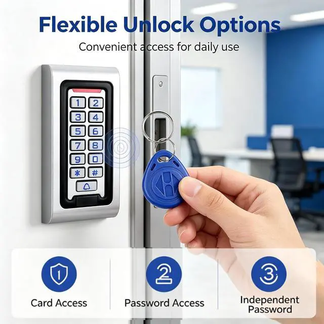 Alt view image 3 of 7 - IP68 Waterproof Access Control System Kit,Metal 125KHz RFID Keypad+Power Supply + 180KG/350lbs Electric Magnetic Lock + 10 Key Fobs,Can be Installed Outdoors