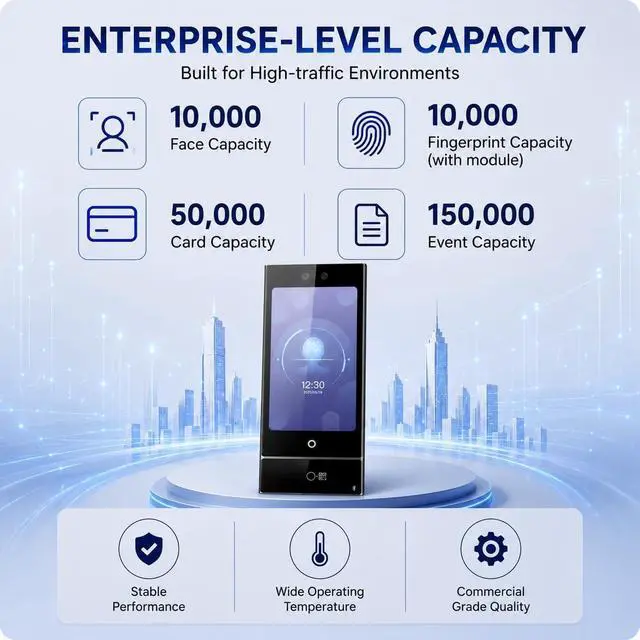 Alt view image 4 of 7 - DS-K1T673DWX-BQR Face Recognition Access Control Terminal 7 Inch Touch Screen QR Code Fingerprint Card Door Entry System IP65