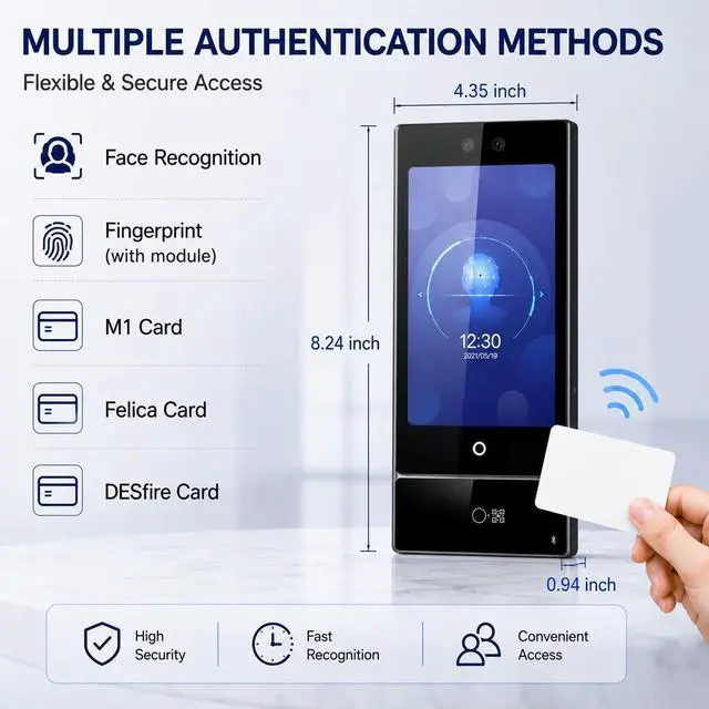 Alt view image 6 of 7 - DS-K1T673DWX-BQR Face Recognition Access Control Terminal 7 Inch Touch Screen QR Code Fingerprint Card Door Entry System IP65
