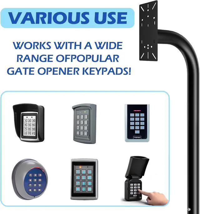 Alt view image 5 of 7 - 68" Universal Gooseneck Pedestal Post for Gate Opener Keypad, Heavy Duty Steel Burial Outdoor Mount, Compatible with Ghost Controls, Mighty Mule, Topens, CO-Z, Wireless/Wired Keypad & Intercom