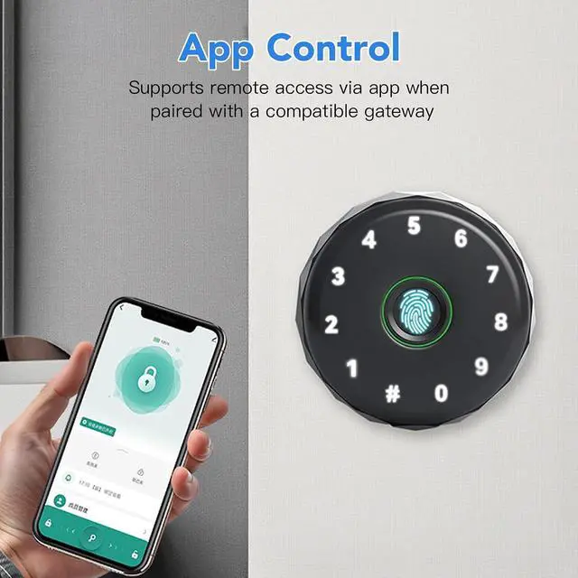 Alt view image 3 of 7 - Smart Lock, Keyless Entry Door Lock with Fingerprint BT Keycard APP Control WiFi Compatible Multiple Unlock Methods Black Door Handle for Home, Fingerprints Door Lock