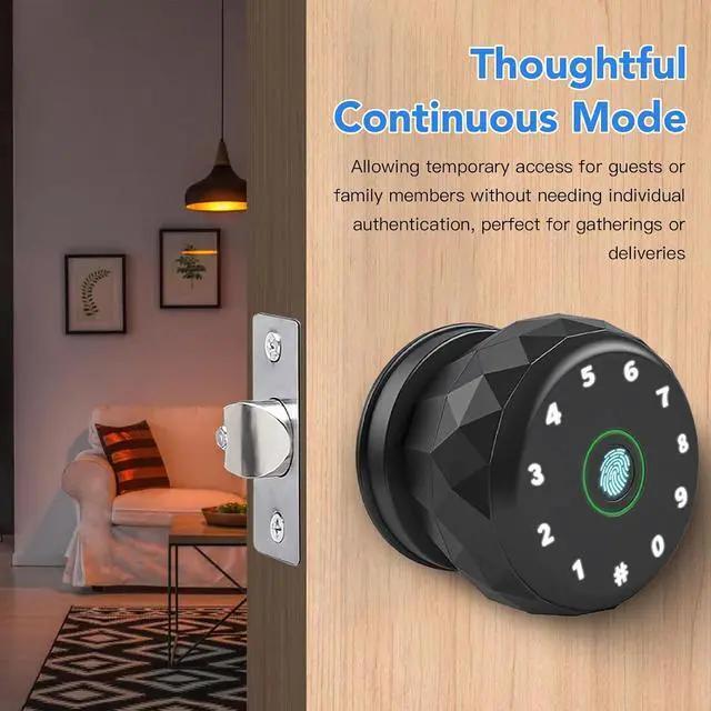 Alt view image 5 of 7 - Smart Lock, Keyless Entry Door Lock with Fingerprint BT Keycard APP Control WiFi Compatible Multiple Unlock Methods Black Door Handle for Home, Fingerprints Door Lock