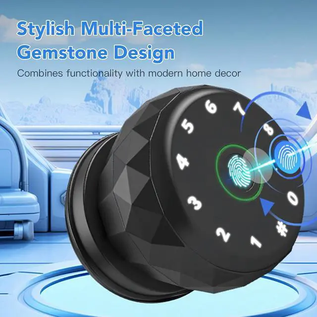 Alt view image 6 of 7 - Smart Lock, Keyless Entry Door Lock with Fingerprint BT Keycard APP Control WiFi Compatible Multiple Unlock Methods Black Door Handle for Home, Fingerprints Door Lock
