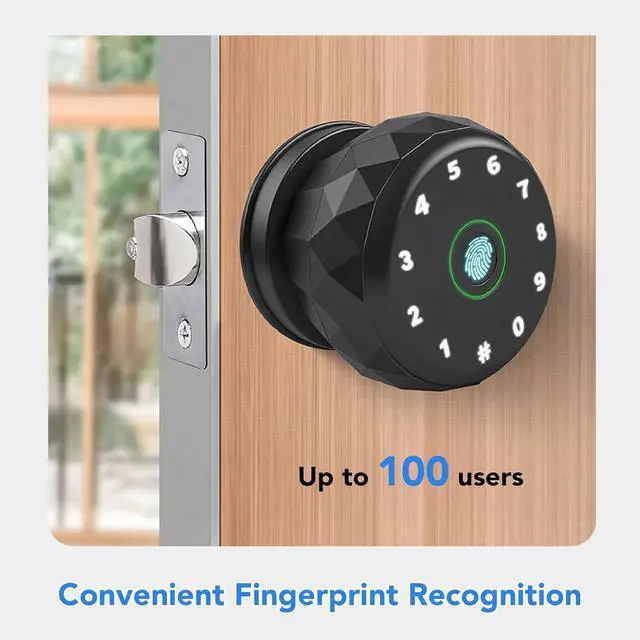 Alt view image 7 of 7 - Smart Lock, Keyless Entry Door Lock with Fingerprint BT Keycard APP Control WiFi Compatible Multiple Unlock Methods Black Door Handle for Home, Fingerprints Door Lock